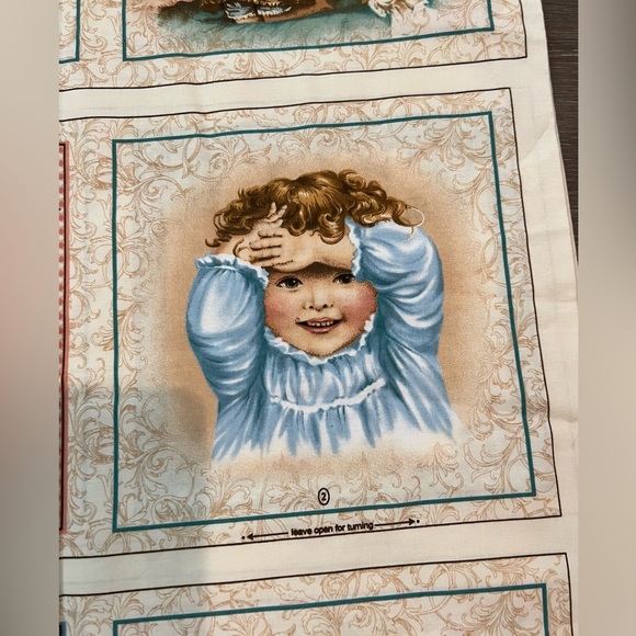 VTG Fabric Learning To Pray Victorian Children Cheat Quilt Squares 68”x44” - Picture 9 of 14